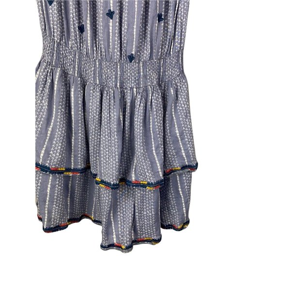 Easel Erin Blue Boho Dress Off The Shoulder Peasant Embroidered SZ Small - Picture 5 of 8